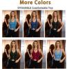 imageOYOANGLE Womens Button Front Denim Jacket Vest Sleeveless Vintage Halter Jean Crop Tank TopDark Wash