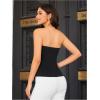 imageOYOANGLE Womens Button Front Split Hem Strapless Tube Top Elegant Workwear Tank TopsBlack