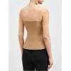 imageOYOANGLE Womens Button Front Split Hem Strapless Tube Top Elegant Workwear Tank TopsKhaki