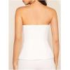imageOYOANGLE Womens Button Front Split Hem Strapless Tube Top Elegant Workwear Tank TopsWhite
