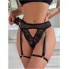 imageOYOANGLE Womens Cut Out Floral Lace Panties Mesh Sheer Lingerie Underwear with Garter BeltsBlack