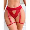 imageOYOANGLE Womens Cut Out Floral Lace Panties Mesh Sheer Lingerie Underwear with Garter BeltsRed