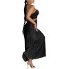 imageOYOANGLE Womens Cut Out Front Criss Cross Halter Dress Tie Backless Pleated Formal Maxi DressesBlack