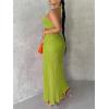 imageOYOANGLE Womens Cut Out Front Criss Cross Halter Dress Tie Backless Pleated Formal Maxi DressesGreen