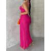 imageOYOANGLE Womens Cut Out Front Criss Cross Halter Dress Tie Backless Pleated Formal Maxi DressesHot Pink