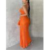 imageOYOANGLE Womens Cut Out Front Criss Cross Halter Dress Tie Backless Pleated Formal Maxi DressesOrange
