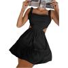 imageOYOANGLE Womens Cut Out Ruched Sleeveless Backless Ruffle Hem Short Cami Dress Black SBlack