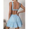 imageOYOANGLE Womens Cut Out Ruched Sleeveless Backless Ruffle Hem Short Cami Dress Black SLight Blue
