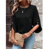 imageOYOANGLE Womens Dressy Casual Tops Swiss Dots Short Sleeve Chiffon Blouse Summer Work ShirtsBlack
