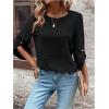 imageOYOANGLE Womens Dressy Casual Tops Swiss Dots Short Sleeve Chiffon Blouse Summer Work ShirtsBlack