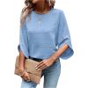 imageOYOANGLE Womens Dressy Casual Tops Swiss Dots Short Sleeve Chiffon Blouse Summer Work ShirtsBlue