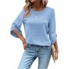 imageOYOANGLE Womens Dressy Casual Tops Swiss Dots Short Sleeve Chiffon Blouse Summer Work ShirtsBlue