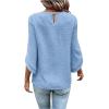 imageOYOANGLE Womens Dressy Casual Tops Swiss Dots Short Sleeve Chiffon Blouse Summer Work ShirtsBlue