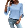 imageOYOANGLE Womens Dressy Casual Tops Swiss Dots Short Sleeve Chiffon Blouse Summer Work ShirtsBlue