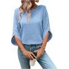 imageOYOANGLE Womens Dressy Casual Tops Swiss Dots Short Sleeve Chiffon Blouse Summer Work ShirtsBlue