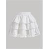 imageOYOANGLE Womens Elastic High Waist Mini Skirts Y2K Tiered Ruffle Lace Short SkirtWhite