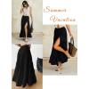 imageOYOANGLE Womens Elastic Waist Tie Front Tiered Ruffle Hem Long Maxi Skirt Y2K Split Thigh Flowy SkirtsBlack