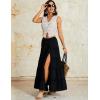 imageOYOANGLE Womens Elastic Waist Tie Front Tiered Ruffle Hem Long Maxi Skirt Y2K Split Thigh Flowy SkirtsBlack