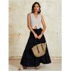 imageOYOANGLE Womens Elastic Waist Tie Front Tiered Ruffle Hem Long Maxi Skirt Y2K Split Thigh Flowy SkirtsBlack