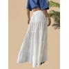 imageOYOANGLE Womens Elastic Waist Tie Front Tiered Ruffle Hem Long Maxi Skirt Y2K Split Thigh Flowy SkirtsWhite