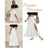 imageOYOANGLE Womens Elastic Waist Tie Front Tiered Ruffle Hem Long Maxi Skirt Y2K Split Thigh Flowy SkirtsWhite
