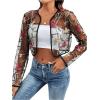 imageOYOANGLE Womens Floral Embroidered Open Front Crop Jackets Long Sleeve Mesh Summer Cardigan TopsBlack