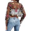 imageOYOANGLE Womens Floral Embroidered Open Front Crop Jackets Long Sleeve Mesh Summer Cardigan TopsBlack