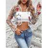 imageOYOANGLE Womens Floral Embroidered Open Front Crop Jackets Long Sleeve Mesh Summer Cardigan TopsWhite