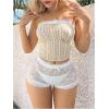imageOYOANGLE Womens Floral Lace Sheer Elastic Waist Shorts Bow Knot See Through Y2k Boy Shorts PettipantsWhite