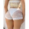 imageOYOANGLE Womens Floral Lace Sheer Elastic Waist Shorts Bow Knot See Through Y2k Boy Shorts PettipantsWhite