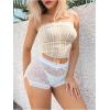 imageOYOANGLE Womens Floral Lace Sheer Elastic Waist Shorts Bow Knot See Through Y2k Boy Shorts PettipantsWhite