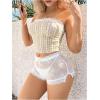 imageOYOANGLE Womens Floral Lace Sheer Elastic Waist Shorts Bow Knot See Through Y2k Boy Shorts PettipantsWhite