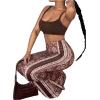 imageOYOANGLE Womens Floral Print High Waist Yoga Pants Wide Leg Pants Bell Bottom TrousersBrown Print