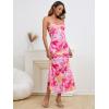 imageOYOANGLE Womens Floral Print Sleeveless Strapless Draped Backless Bodycon Summer Maxi Tube DressHot Pink