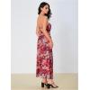 imageOYOANGLE Womens Floral Print Sleeveless Strapless Draped Backless Bodycon Summer Maxi Tube DressRed
