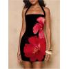 imageOYOANGLE Womens Floral Print Y2K Mini Dress Halter Neck Sleeveless Fitted Short DressesMulticolor