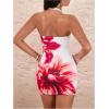 imageOYOANGLE Womens Floral Print Y2K Mini Dress Halter Neck Sleeveless Fitted Short DressesWhite and Pnk