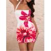 imageOYOANGLE Womens Floral Print Y2K Mini Dress Halter Neck Sleeveless Fitted Short DressesWhite and Pnk
