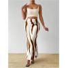imageOYOANGLE Womens Graphic Printed Ruch Maxi Skirt High Waist Stretchy Bodycon SkirtsCoffee Brown
