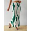 imageOYOANGLE Womens Graphic Printed Ruch Maxi Skirt High Waist Stretchy Bodycon SkirtsGreen