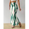 imageOYOANGLE Womens Graphic Printed Ruch Maxi Skirt High Waist Stretchy Bodycon SkirtsGreen