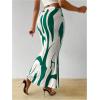 imageOYOANGLE Womens Graphic Printed Ruch Maxi Skirt High Waist Stretchy Bodycon SkirtsGreen