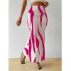imageOYOANGLE Womens Graphic Printed Ruch Maxi Skirt High Waist Stretchy Bodycon SkirtsHot Pink