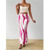 imageOYOANGLE Womens Graphic Printed Ruch Maxi Skirt High Waist Stretchy Bodycon SkirtsHot Pink