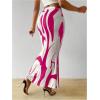 imageOYOANGLE Womens Graphic Printed Ruch Maxi Skirt High Waist Stretchy Bodycon SkirtsHot Pink