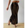 imageOYOANGLE Womens Graphic Printed Ruch Maxi Skirt High Waist Stretchy Bodycon SkirtsMocha Brown