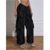 imageOYOANGLE Womens High Waist Flap Pocket Cargo Pants Fashion Y2K Streetwear Baggy TrousersBlack