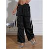imageOYOANGLE Womens High Waist Flap Pocket Cargo Pants Fashion Y2K Streetwear Baggy TrousersBlack