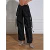 imageOYOANGLE Womens High Waist Flap Pocket Cargo Pants Fashion Y2K Streetwear Baggy TrousersBlack