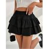imageOYOANGLE Womens High Waist Tiered Layer Skirt Shorts Ruffle Hem A Line Mini SkortsBlack